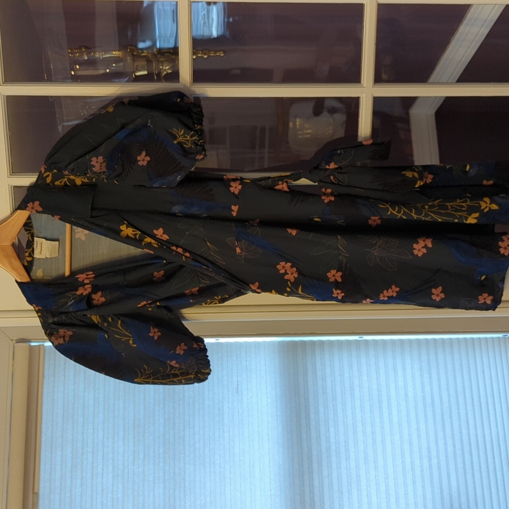Especia Retiro wrap tropical parrot print dress size small